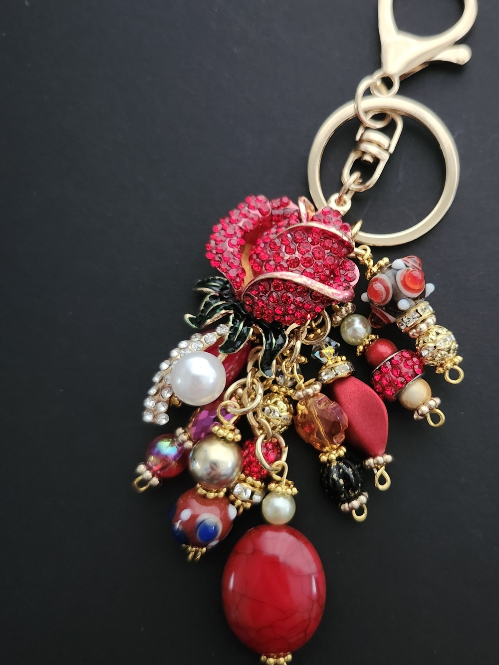 Rose Purse Charm or Accessory Howlite Handcrafted - Picture 4 of 6